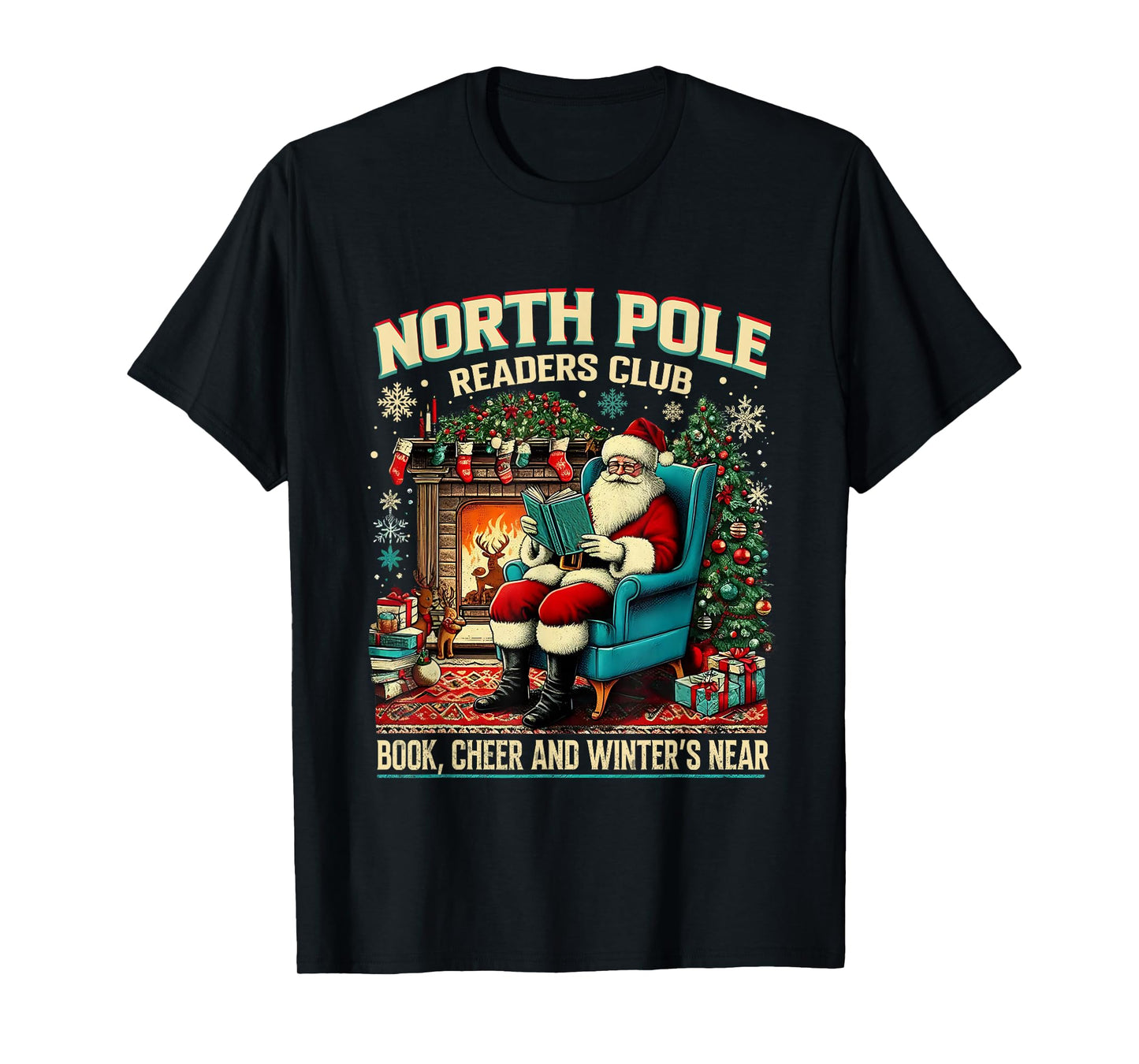 North Pole Readers Club Cozy Book Lover Design T-Shirt