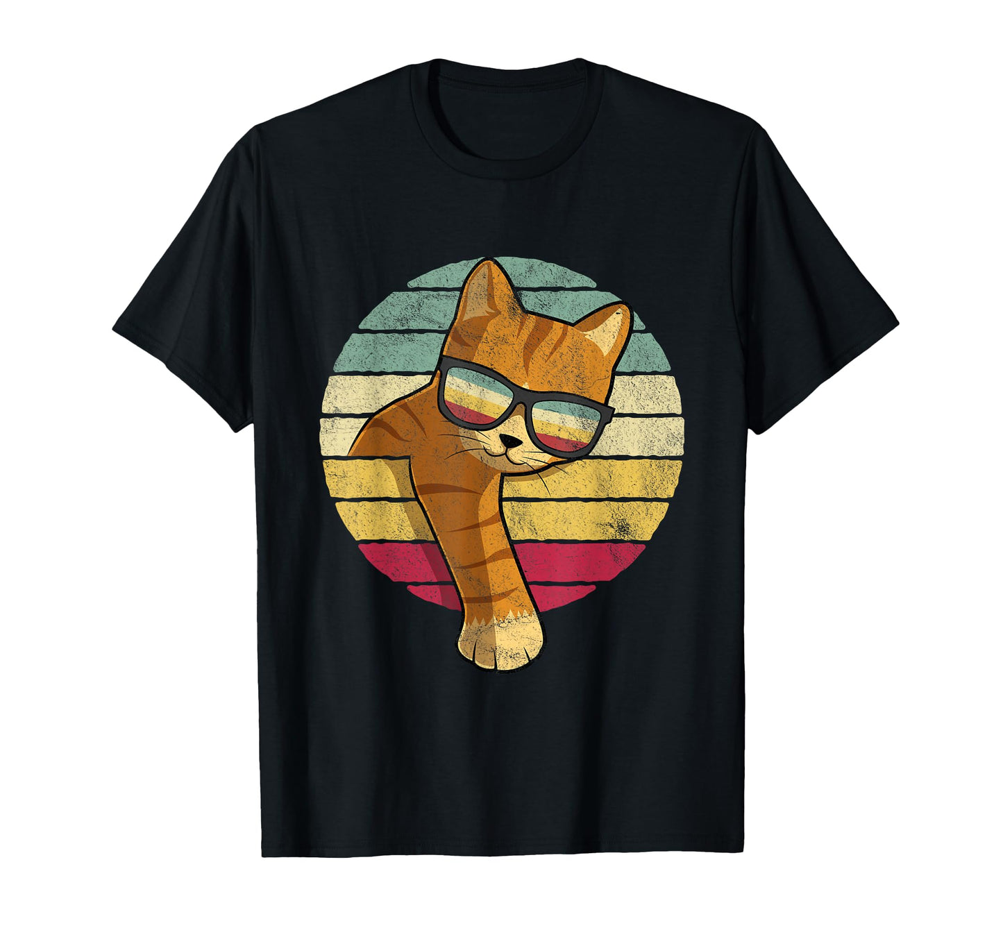Retro Tabby Cat - Funny Orange Cat Sunglasses T-Shirt