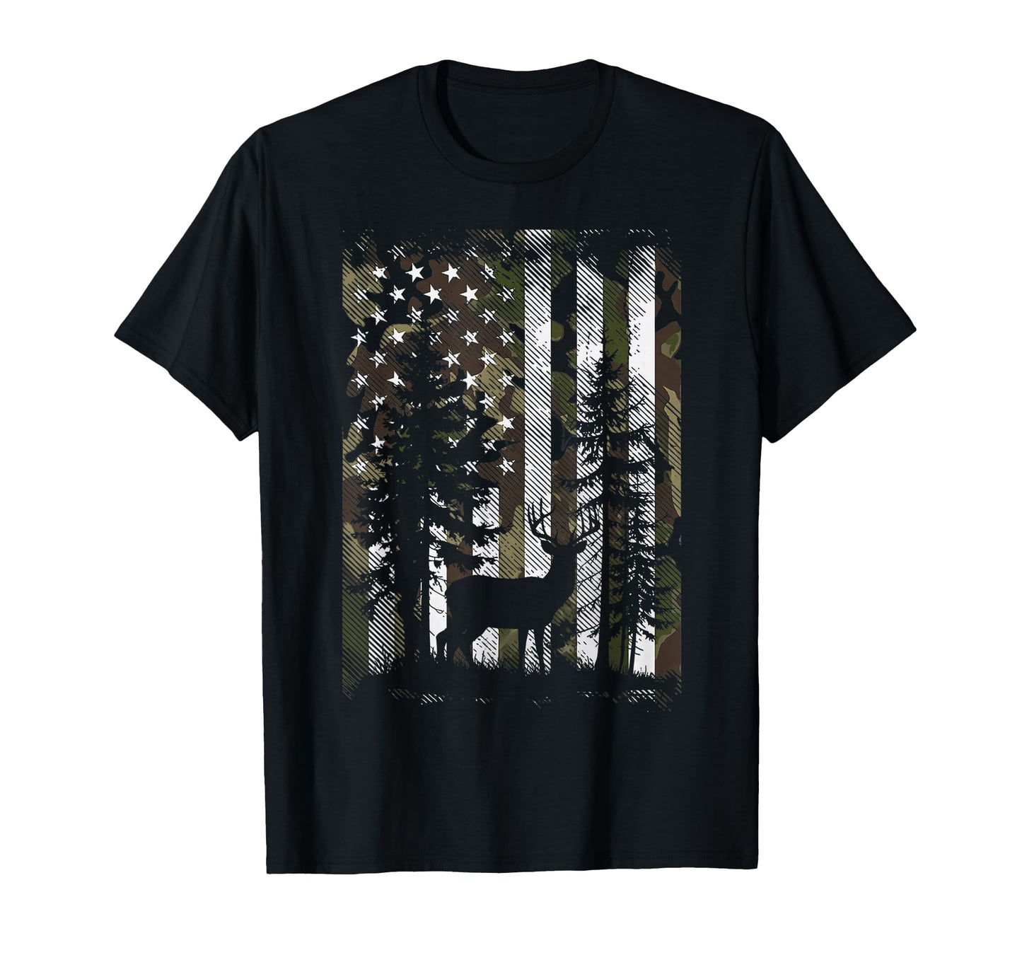 Deer Hunting American Flag Camo USA Hunter for Men Women T-Shirt