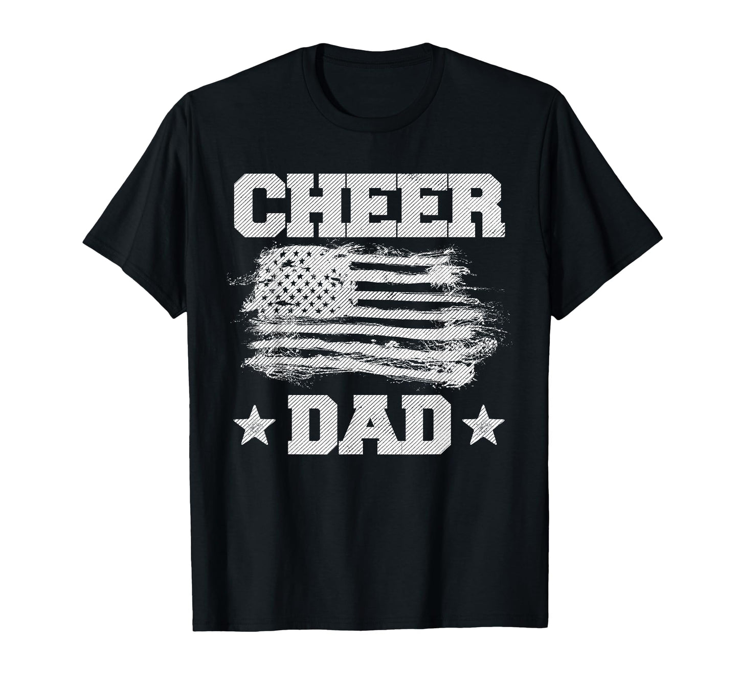 Cheer Dad Vintage American Flag Father Cheerleader Squad T-Shirt