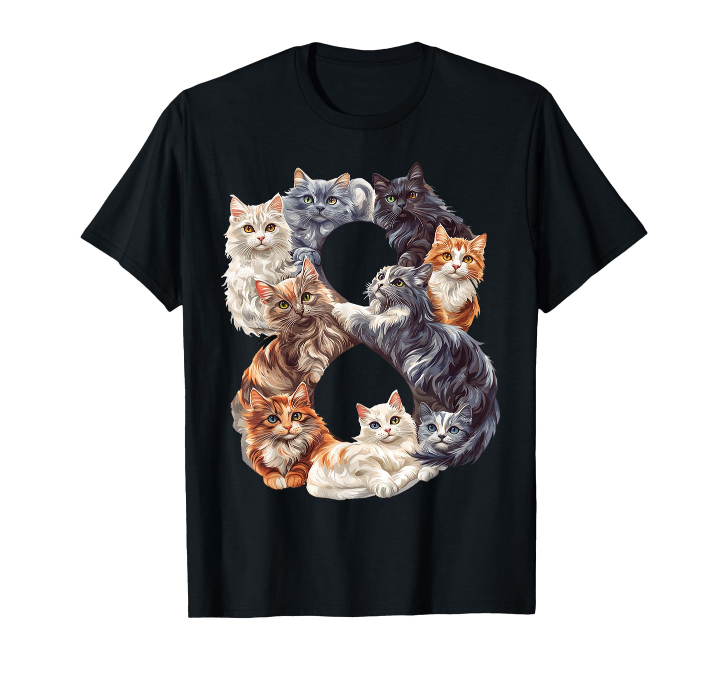 Fun 8th Birthday Kittens Cats Themed 8 Year Old Kids Girls T-Shirt