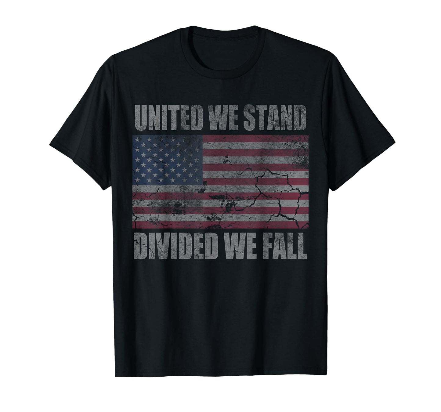 American Flag United We Stand Divided We Fall Distressed T-Shirt