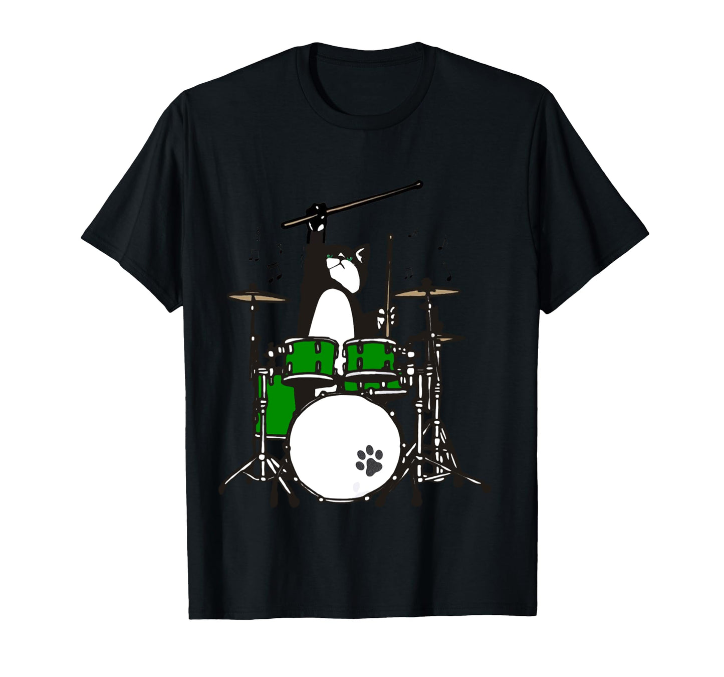 Funny Drummer Cat Playing Drums Musician Cat Shirt for Kids Long Sleeve T-Shirt