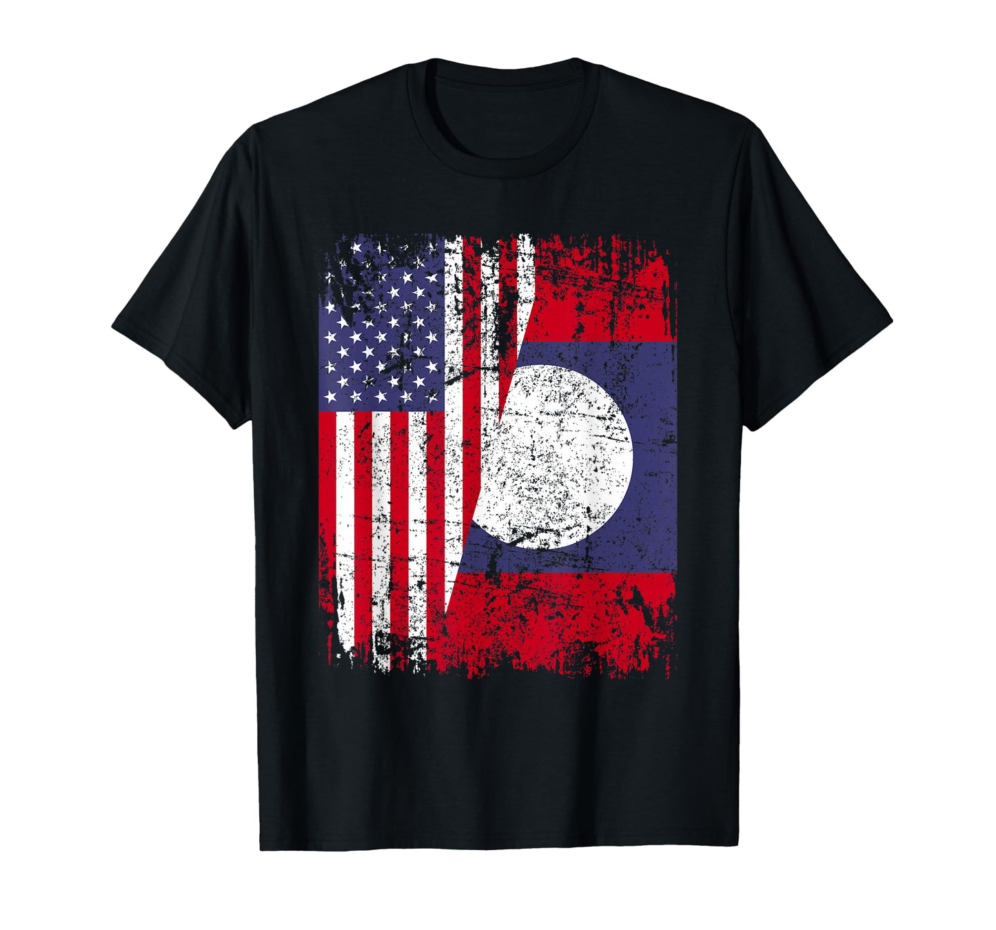 LAOTIAN ROOTS | Half American Flag | USA LAOS FLAG T-Shirt