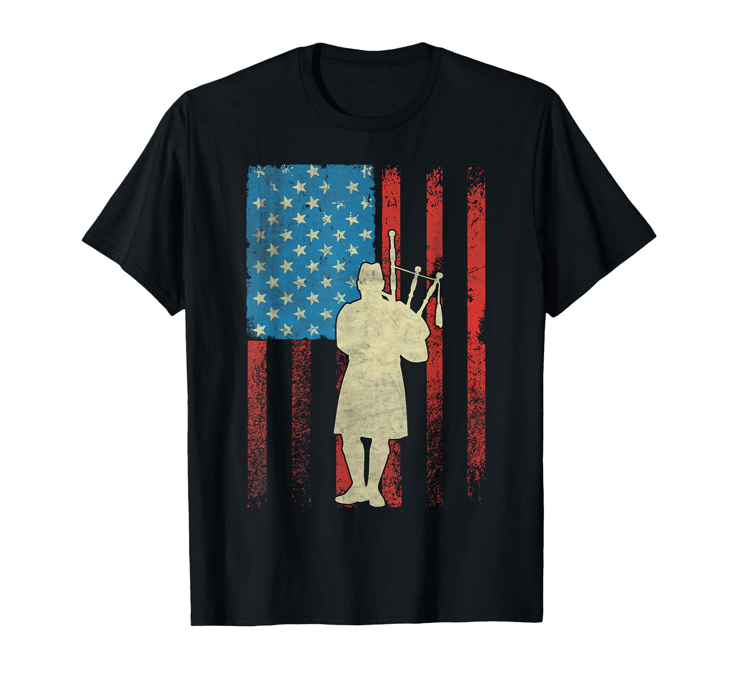 Patriotic Bagpiper American Flag USA Bagpipes T-Shirt