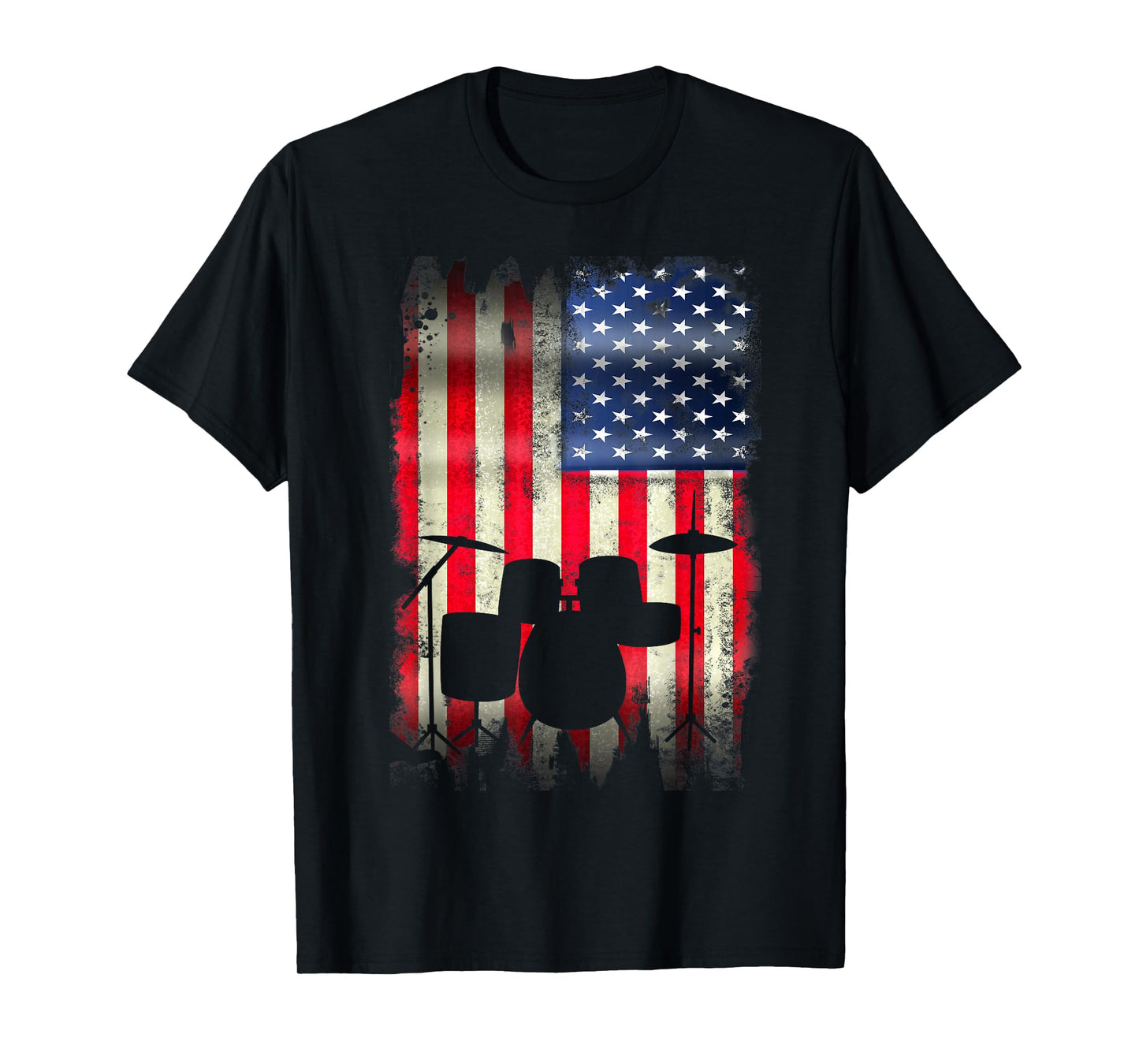 Drum Set USA American Flag 4th of July Patriotic Drummer T-Shirt