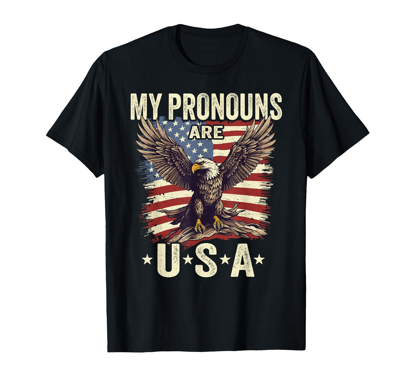 Patriotic American Flag Eagle 4th July My Pronouns Are USA T-Shirt
