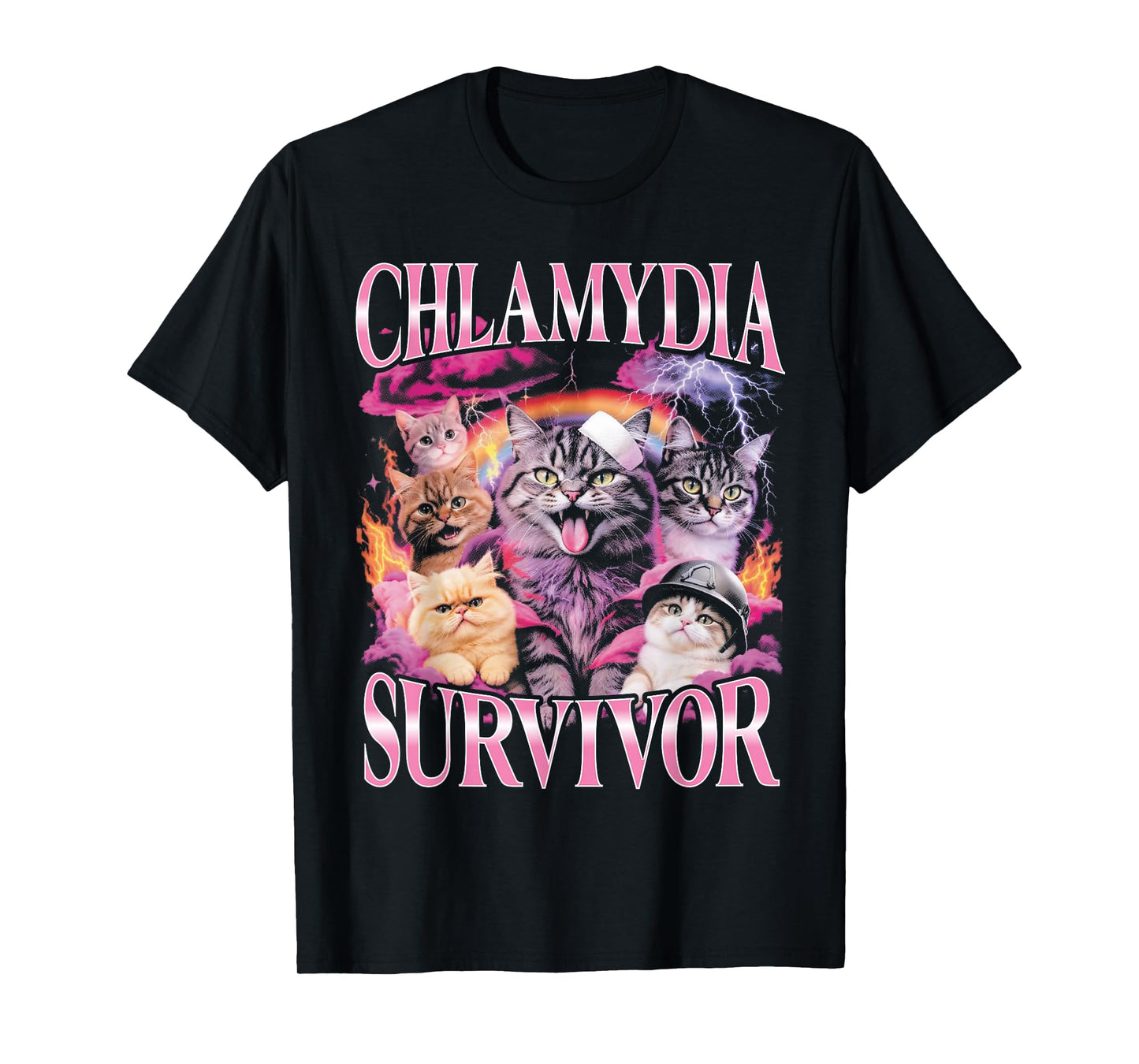 Chlamydia Survivor Funny Bootleg Cat T-Shirt