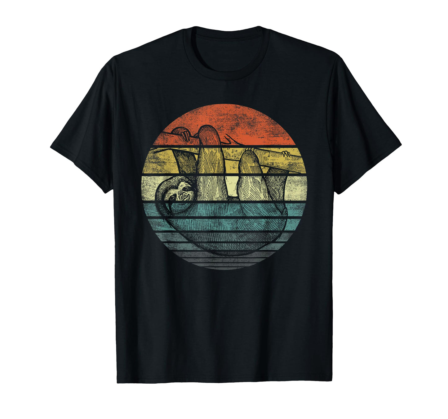 Sloth Lover Gifts Retro Sunset Funny Animal Sloth Silhouette T-Shirt