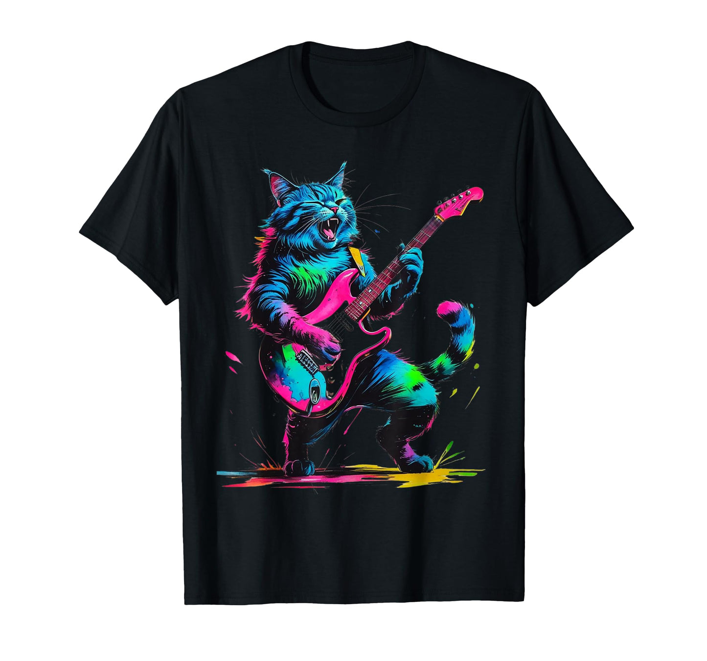 Cat Playing Guitar Rock And Roll Rock Star For Men Women Kid T-Shirt