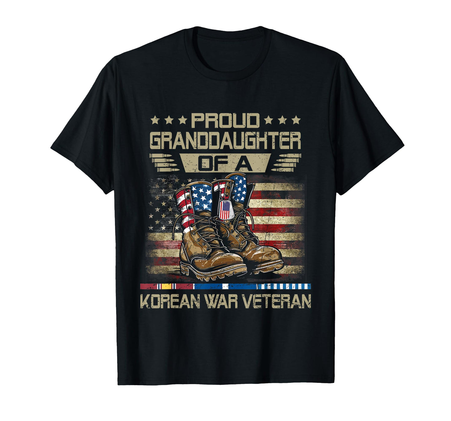 Proud Granddaughter Of Korean War Veteran Flag US Vet T-Shirt