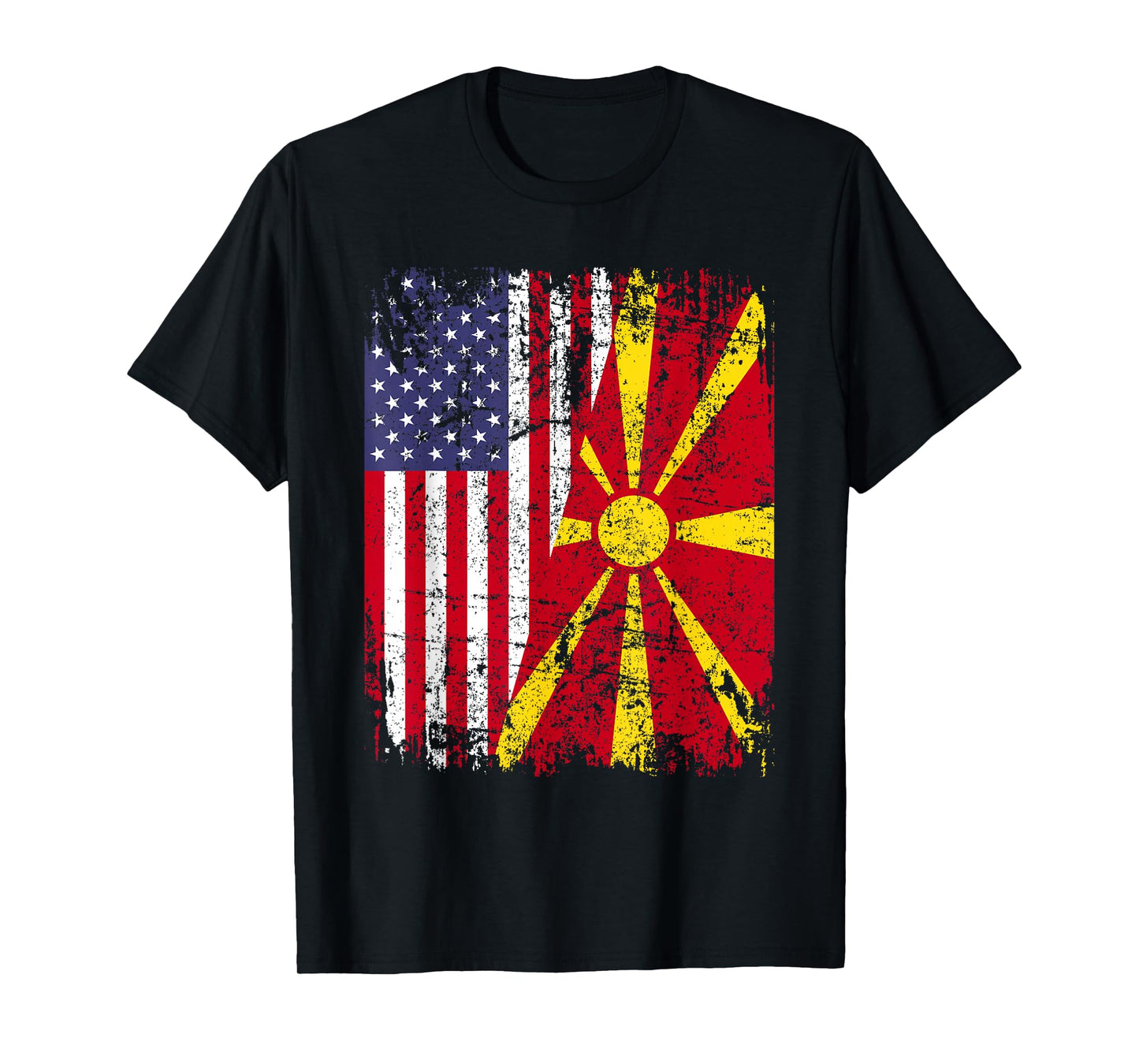 MACEDONIAN ROOTS | Half American Flag MACEDONIA T-Shirt