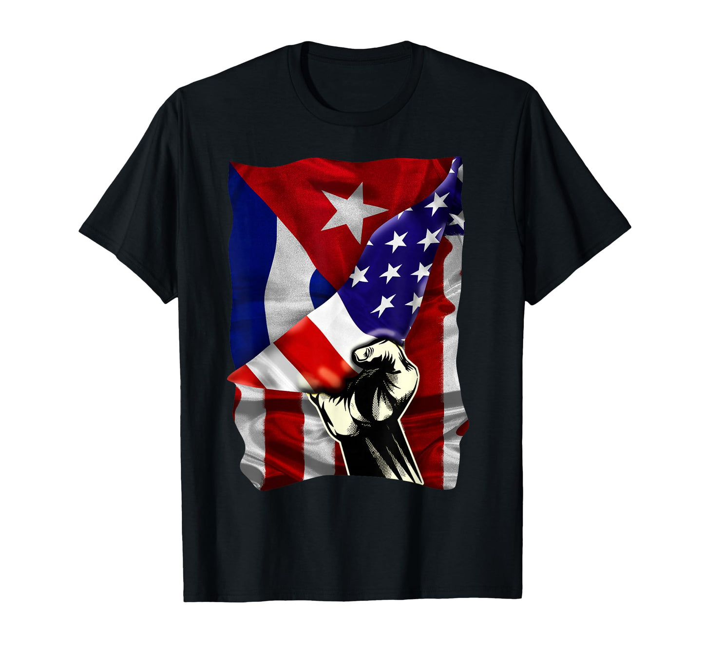 Half American Flag Cuban ROOTS USA Flag Cuba DNA T-Shirt