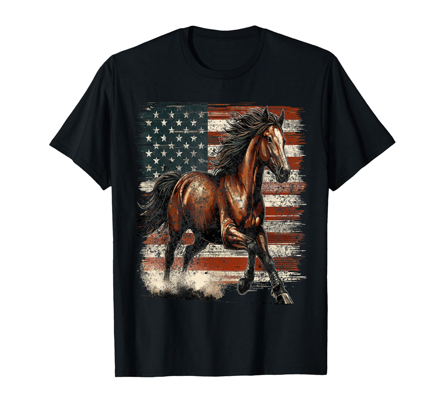 Patriotic Horse American Flag T-Shirt