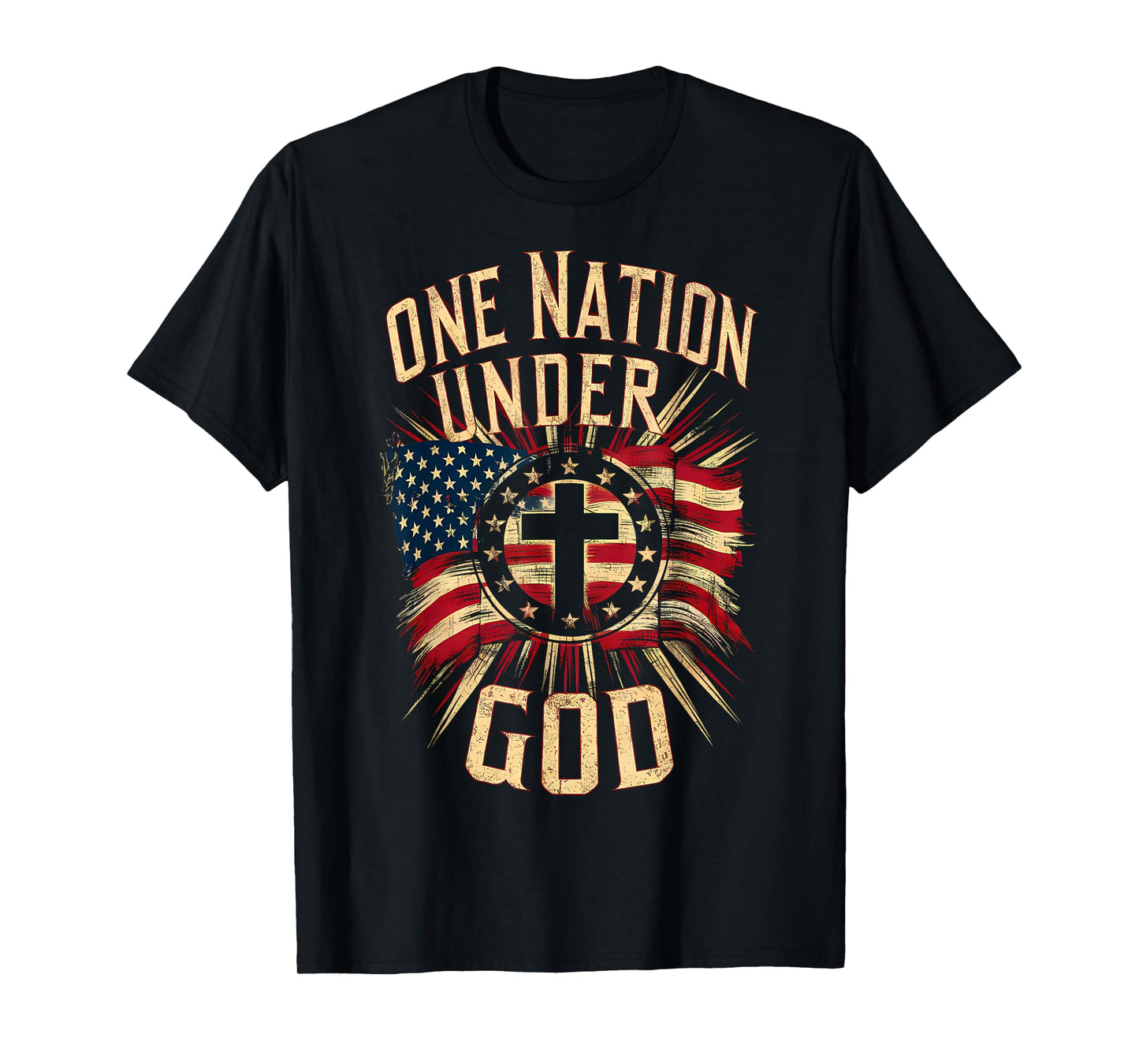 One Nation Under God Christian Patriotic American Flag T-Shirt