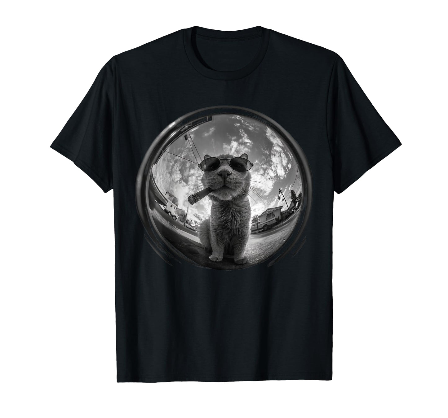 Cat Smoking Cigarette Funny T-Shirt
