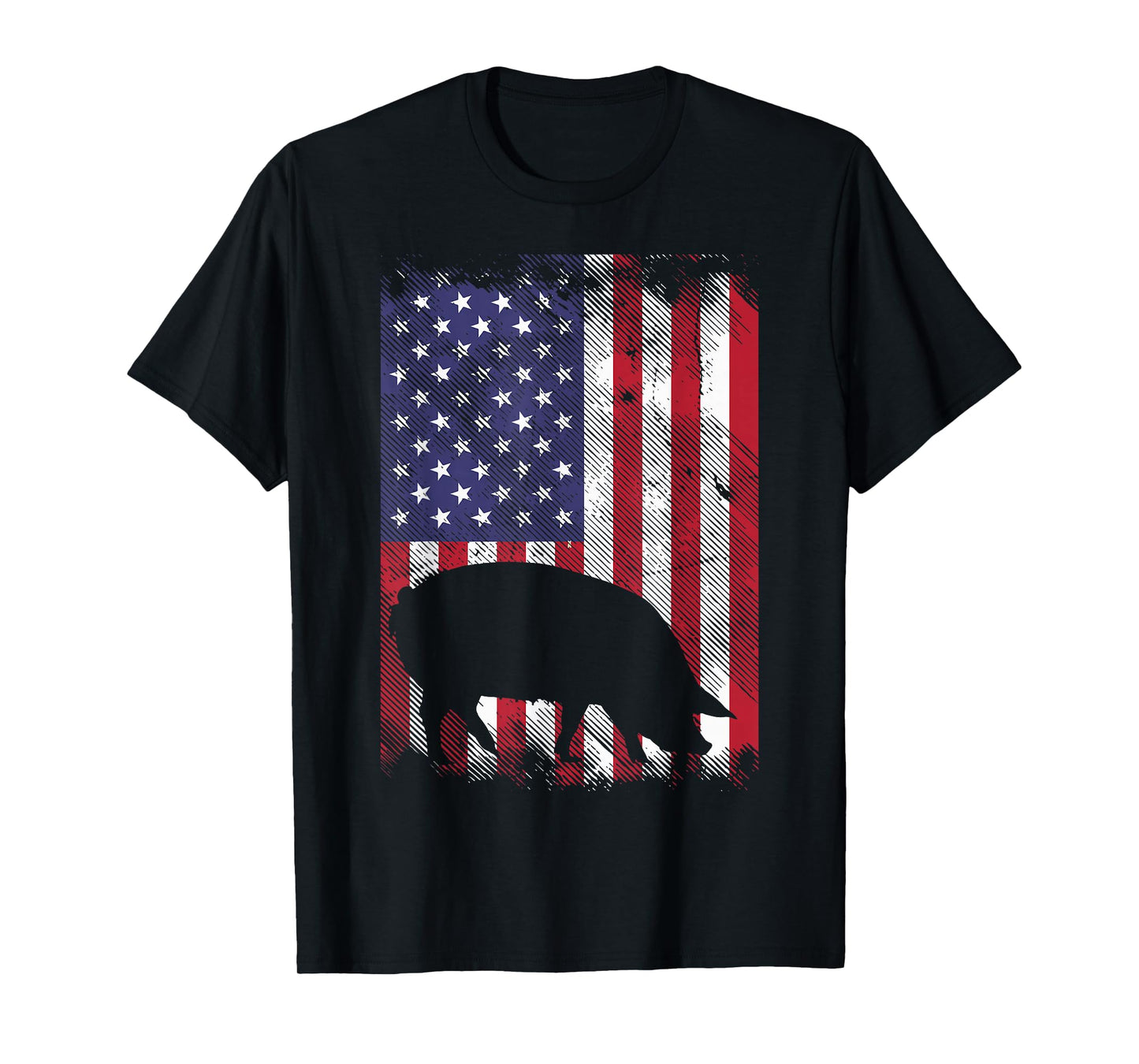 American Flag Pig Vintage Farm Animal Patriotic Farmer Gift T-Shirt Small