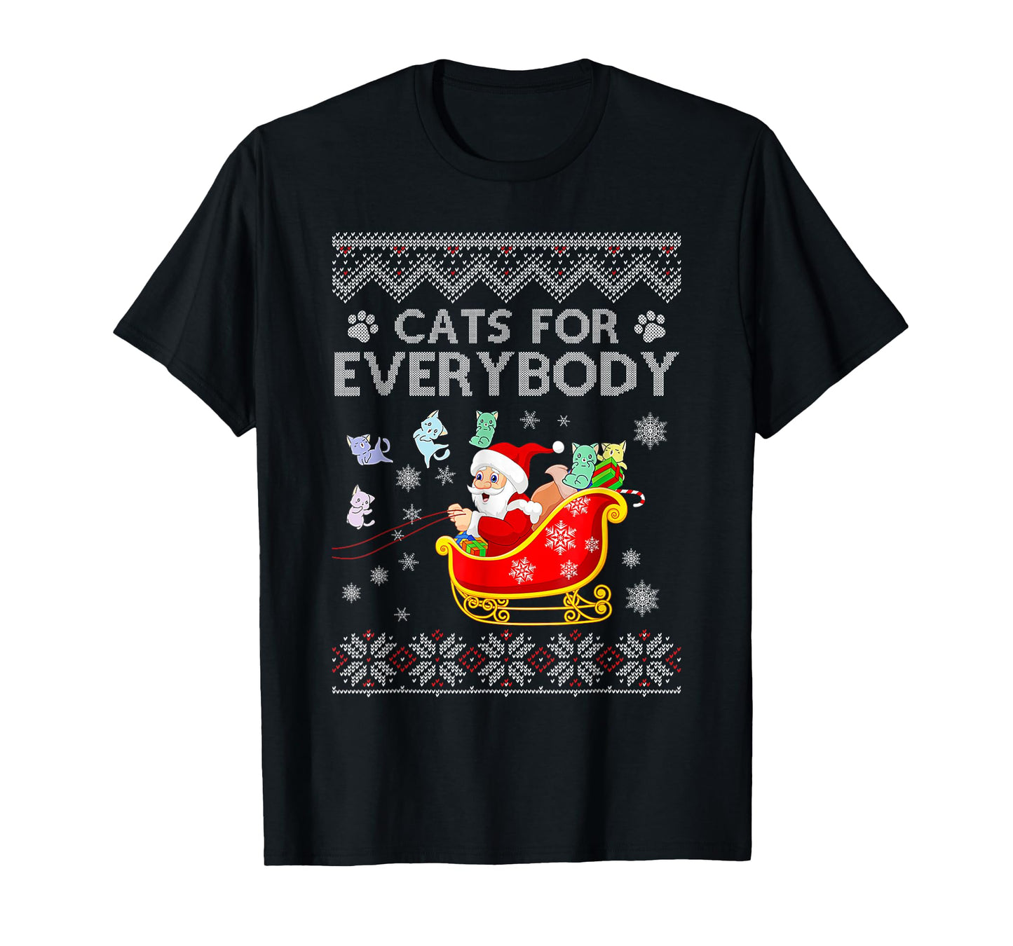 Retro Christmas Cat Santa Cat Lover Xmas Cats for Everybody T-Shirt