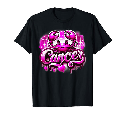 Pink Cancer Zodiac Star Sign T-Shirt