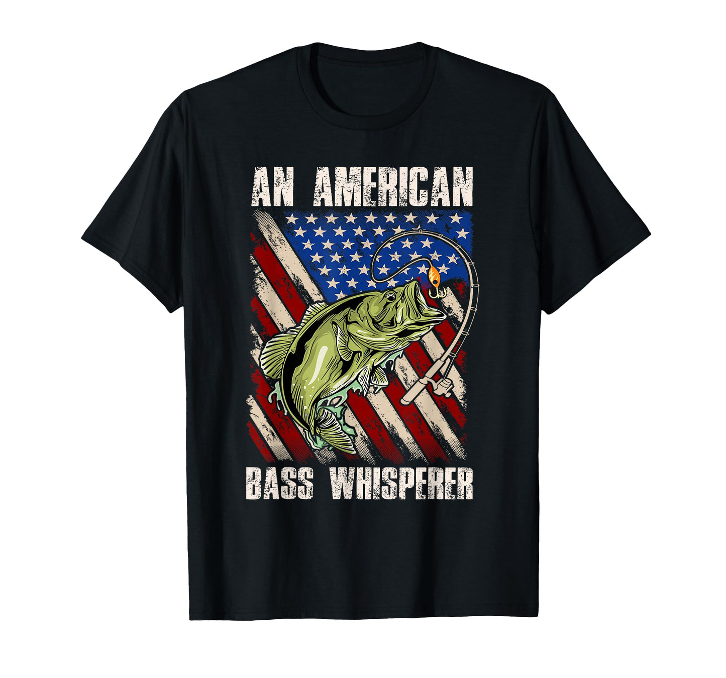 American Flag Bass Whisperer Fisherman T-Shirt