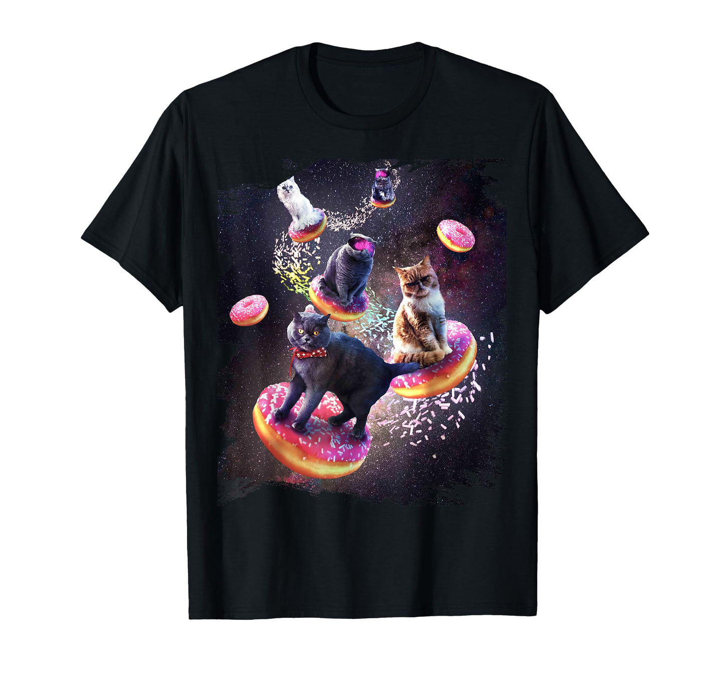 Galaxy Cat Donut - Space Cats Riding Doughnuts T-Shirt
