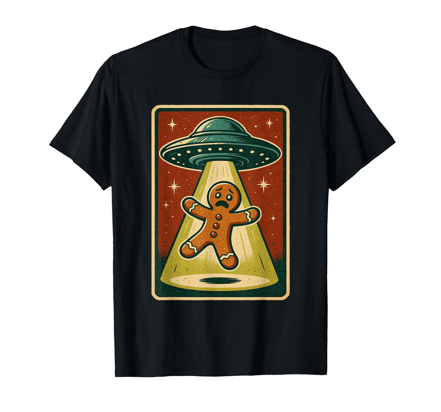 Alien Abduction Gingerbread Man Christmas Men Women Kids T-Shirt