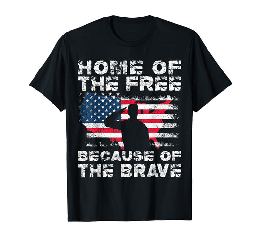 Home of The Free Because of The Brave Vintage Military T-Shirt