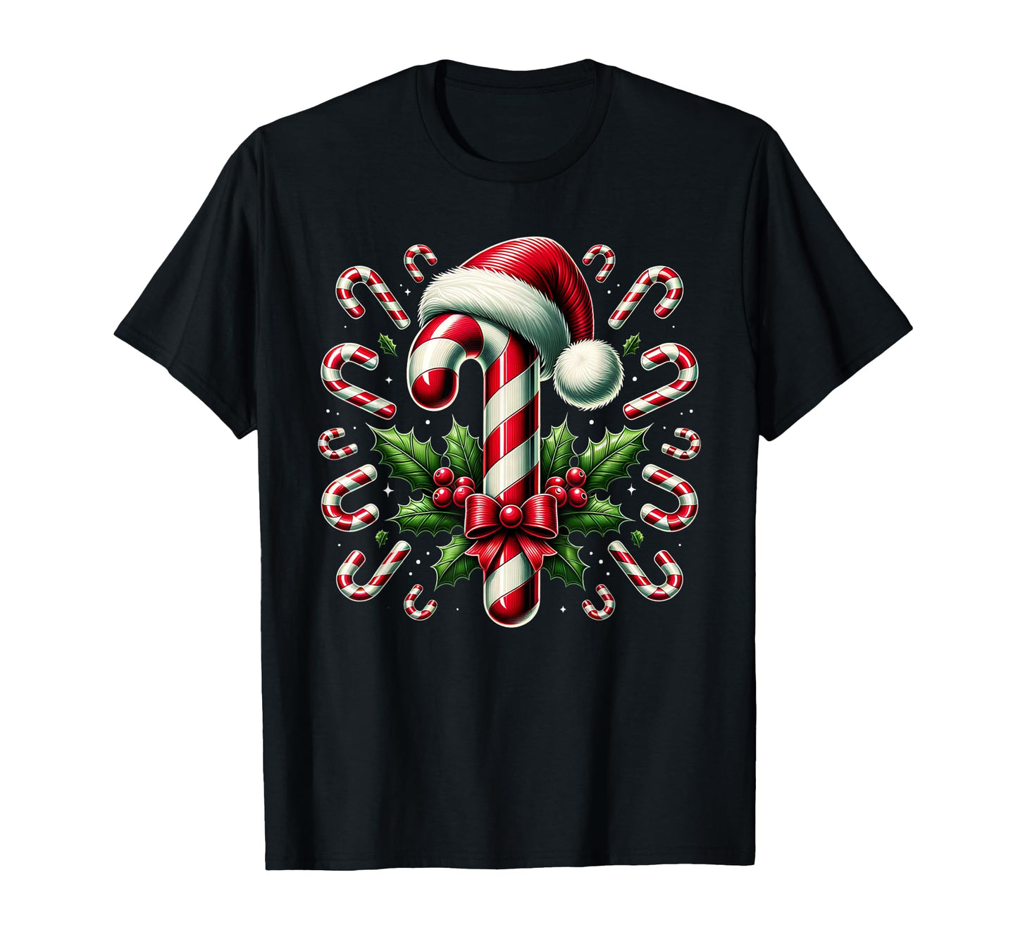 Christmas Candy Cane Crew Lights Red and White Candy Costume T-Shirt