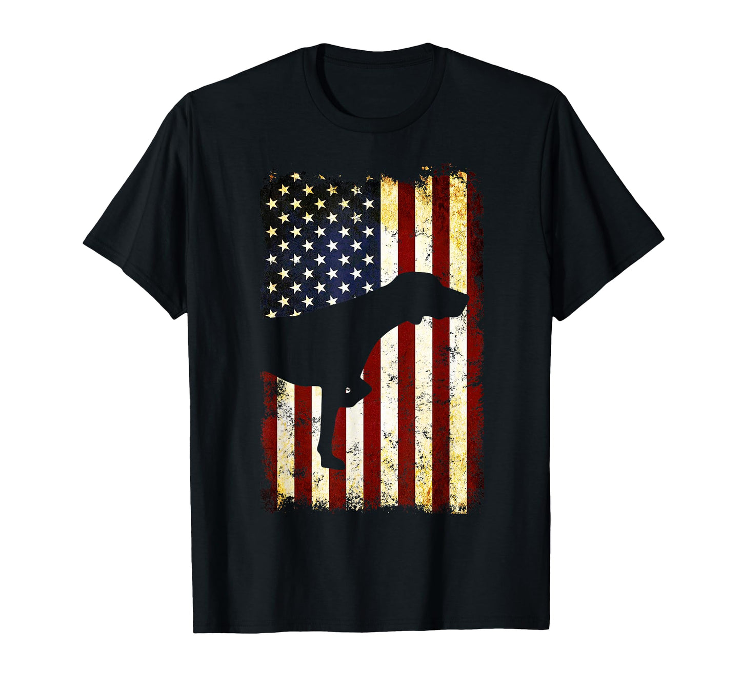 German Shorthaired Pointer Silhouette American Flag T-Shirt