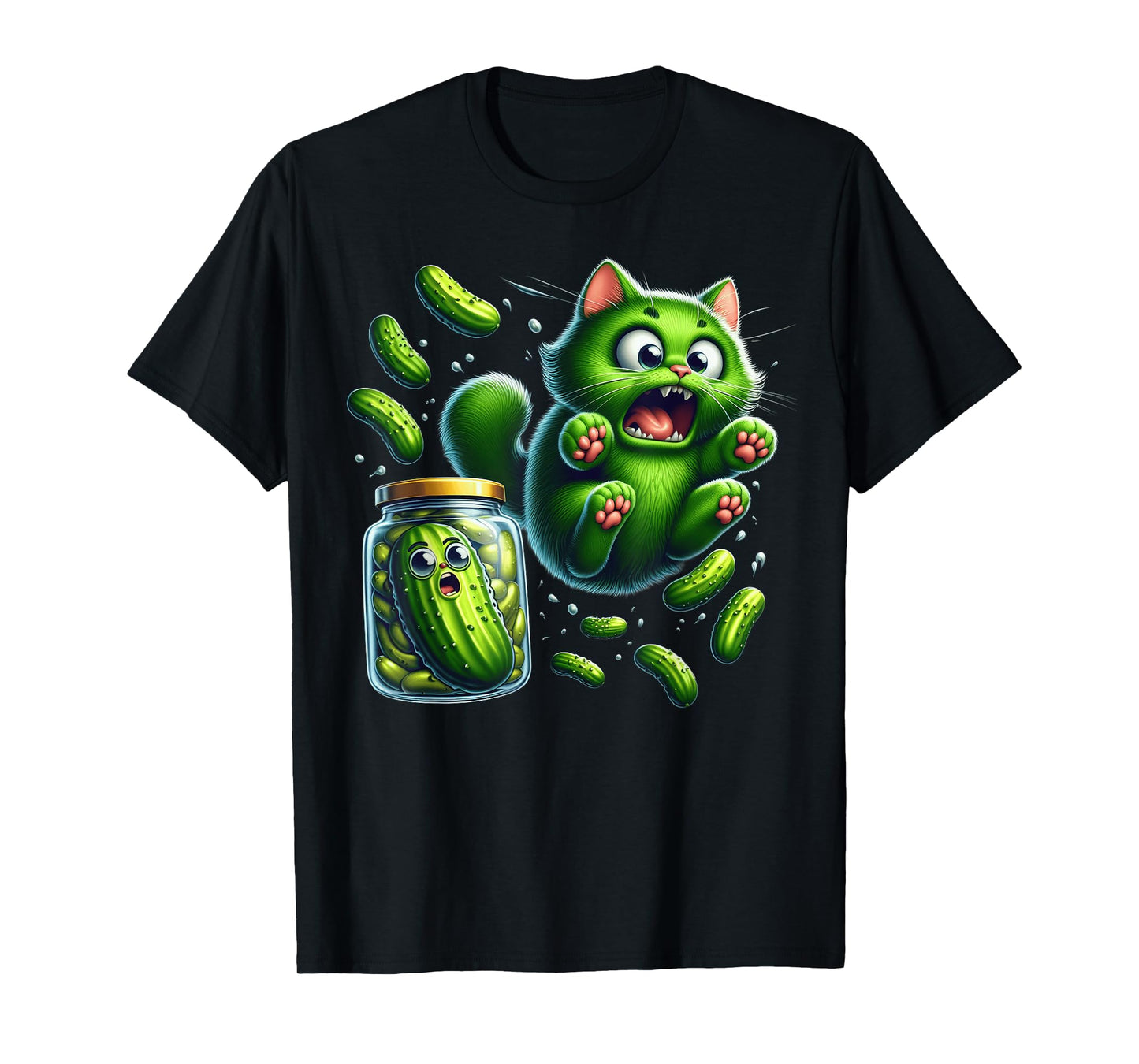 Funny Kittens vs Gherkin Pickle Cat Mom Lady T-Shirt