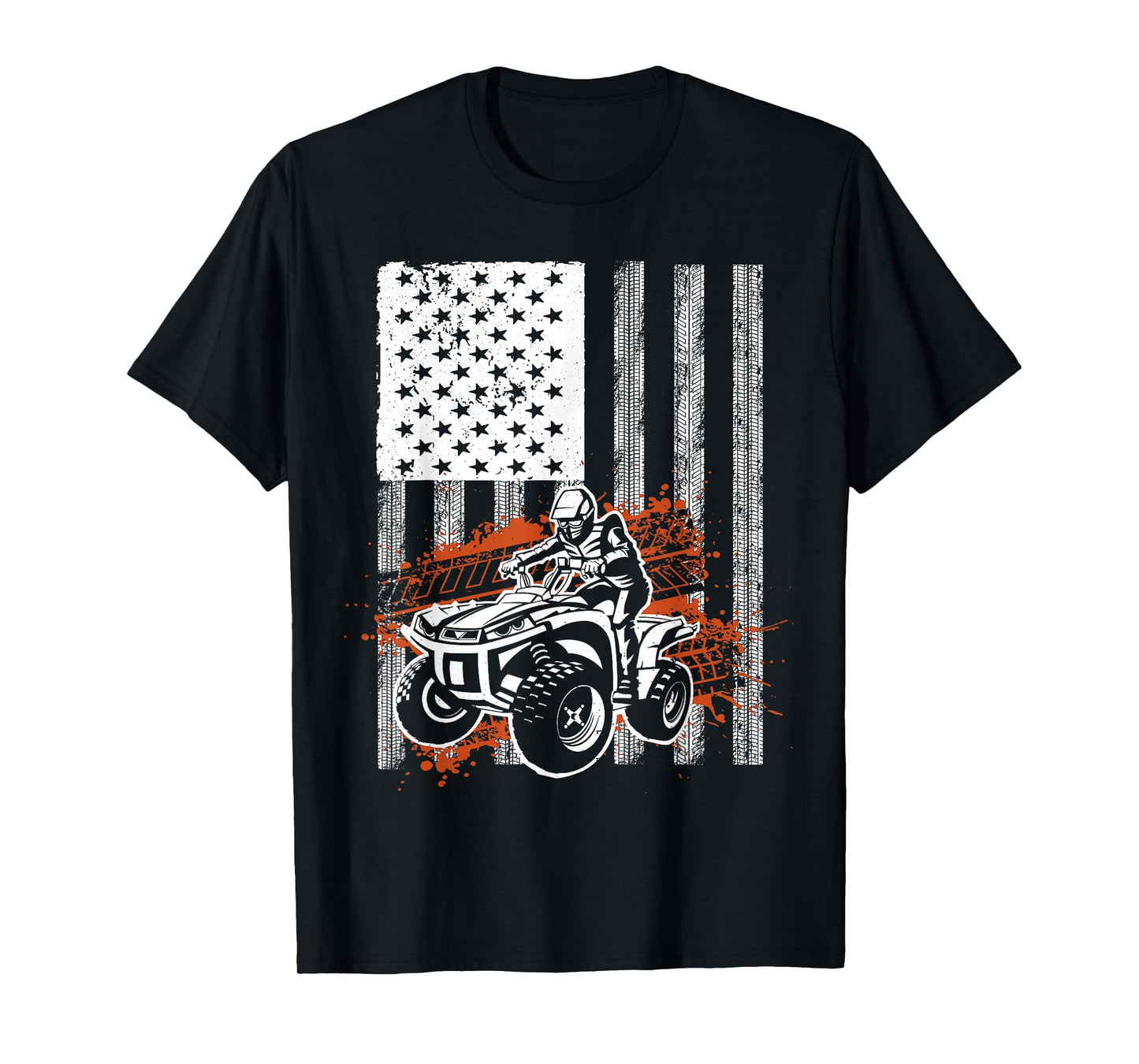 Cool ATV For Men Women Quad Racing Squad USA Flag 4 Wheeler T-Shirt