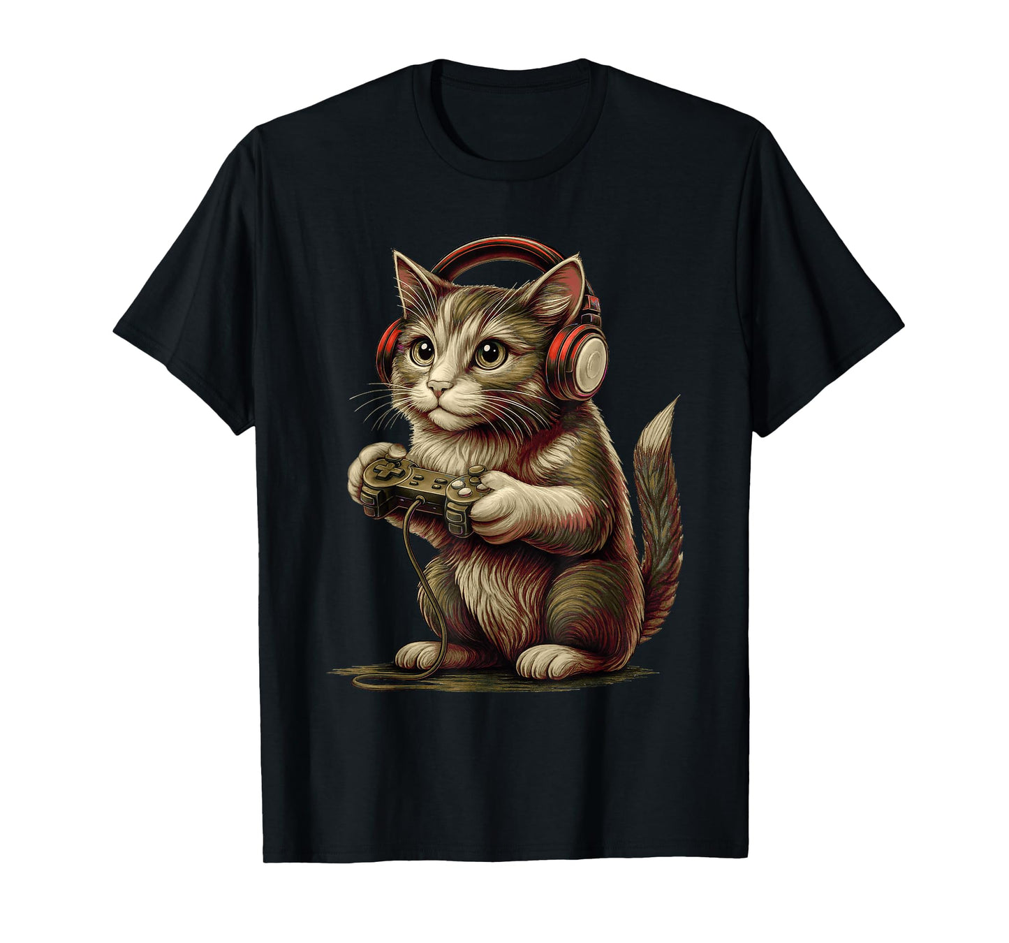 Gamer Cat Video Games Boys Teen Men Girls Funny Gaming T-Shirt