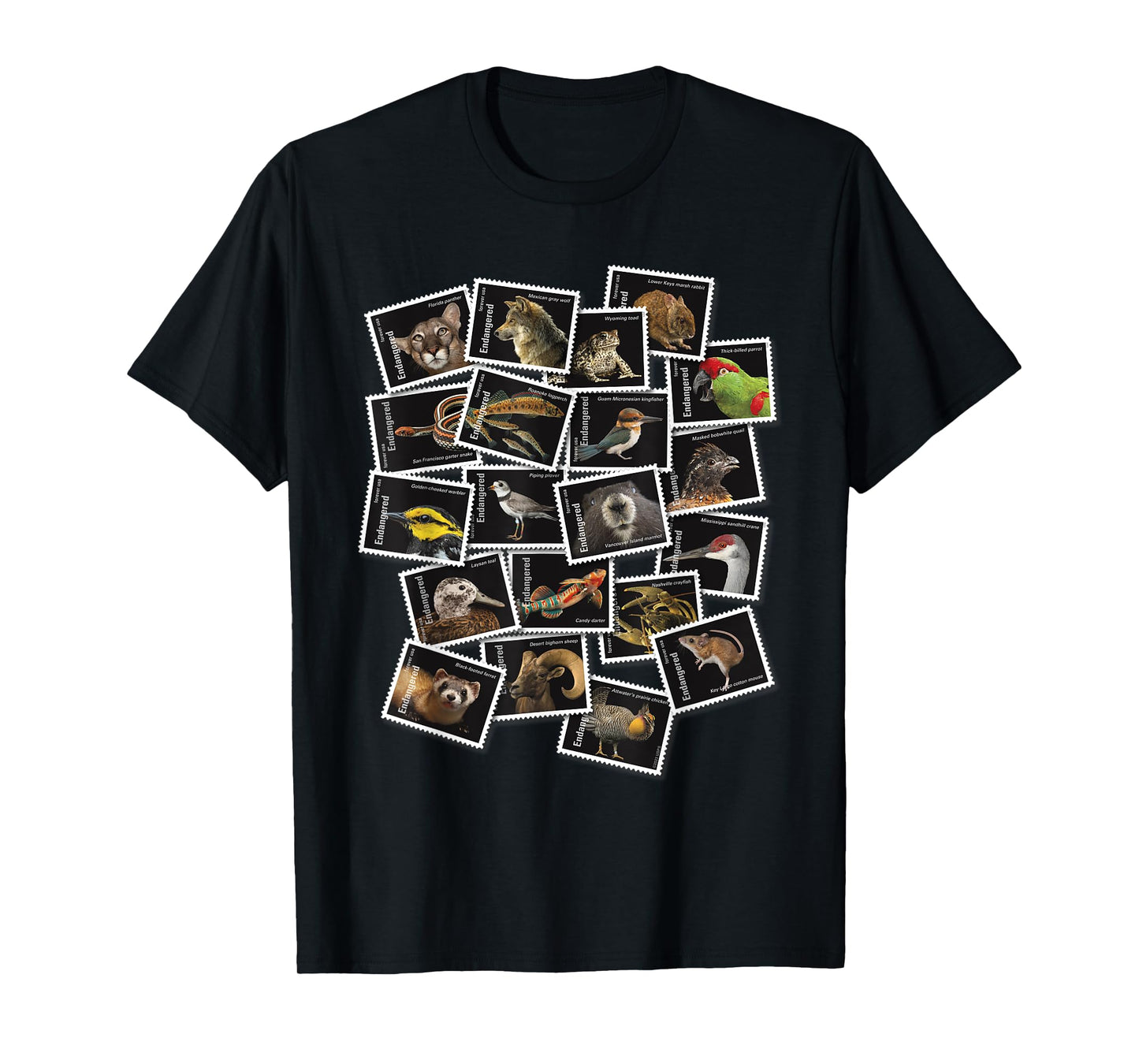 USPS Endangered Species Collage of Stamps T-Shirt