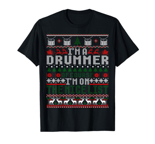 Christmas Drum Drummer Gift Ugly Xmas Sweater T-Shirt