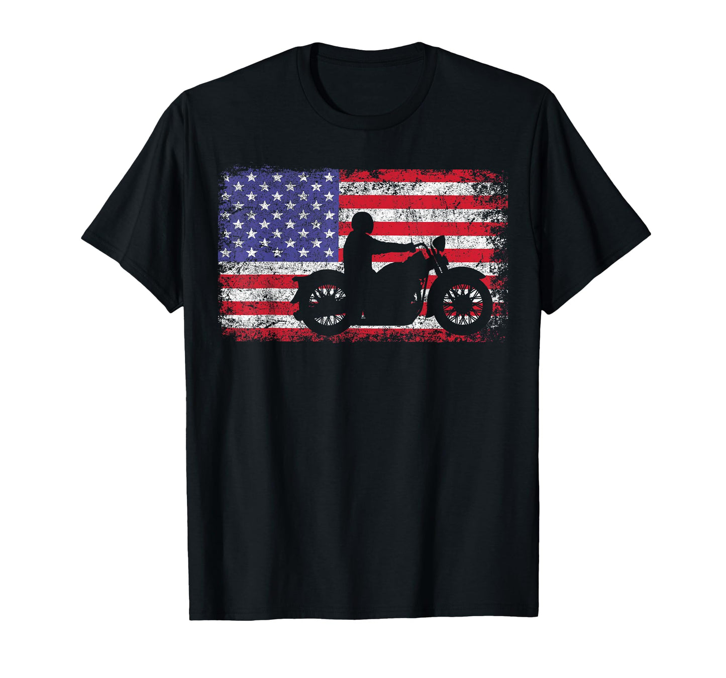 American Flag Biker Motorcycle T-Shirt T-Shirt