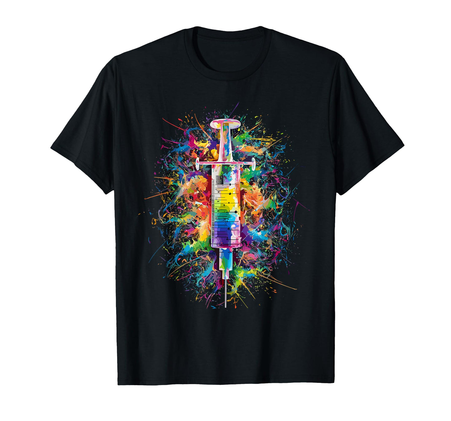 Colorful Paint Splash Syringe Art Graphic T-Shirt