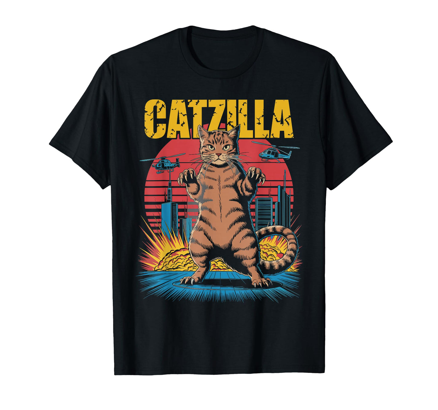 Catzilla Cat Funny Kitten Lover Japanese Art Men Women T-Shirt