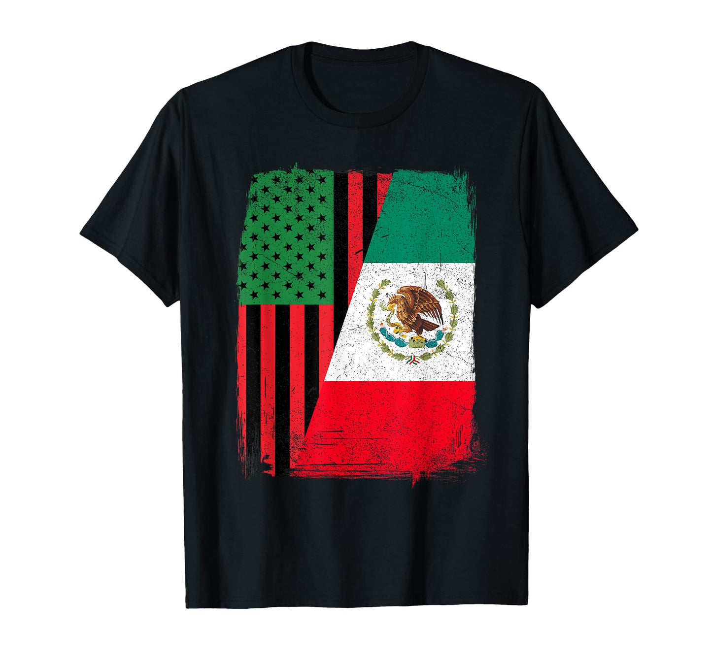 Blaxican Half Black Half Mexican African American Flag T-Shirt