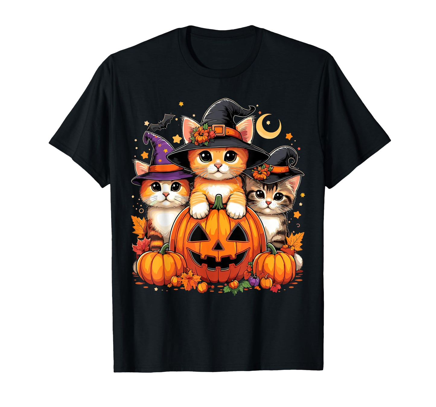 Halloween Thanksgiving Pumpkin Cute Cats T-Shirt