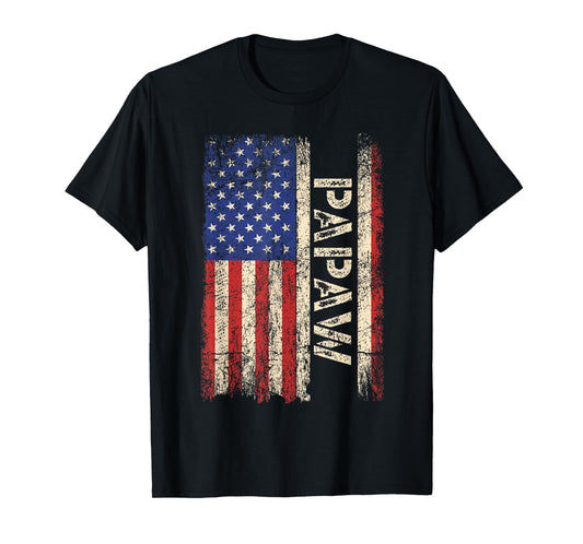 Papaw Grandpa US American Flag Shirt Grandfather Day Men T-Shirt