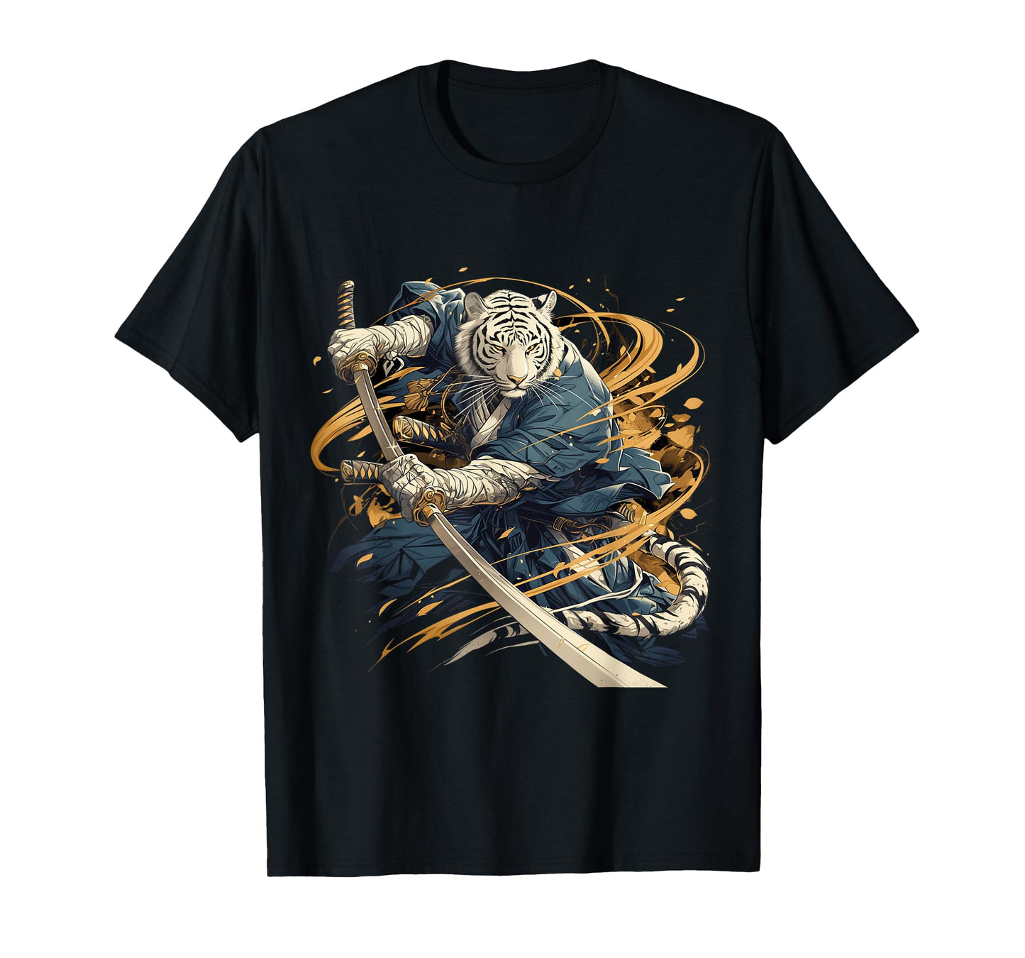 Japanese Art Tiger Ninja Ukiyo-e Anime Style Samurai Tiger T-Shirt
