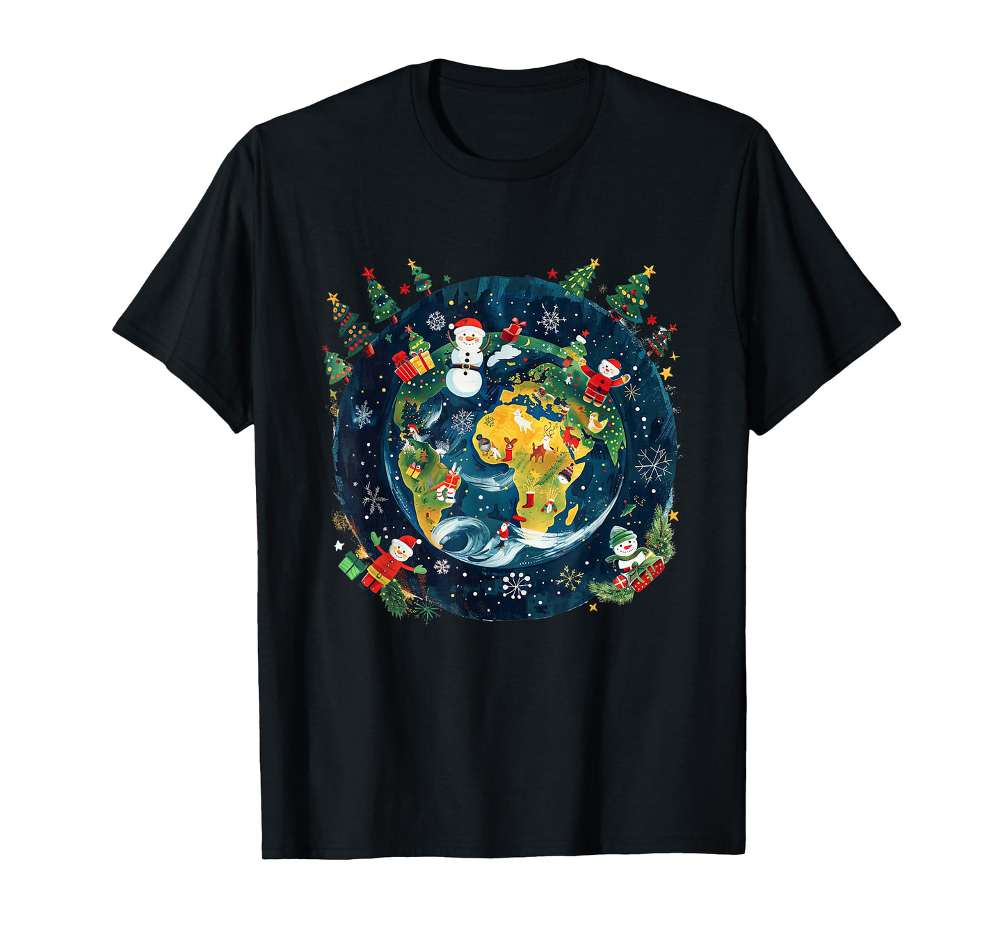 Christmas Around the World Festive Globe Design T-Shirt