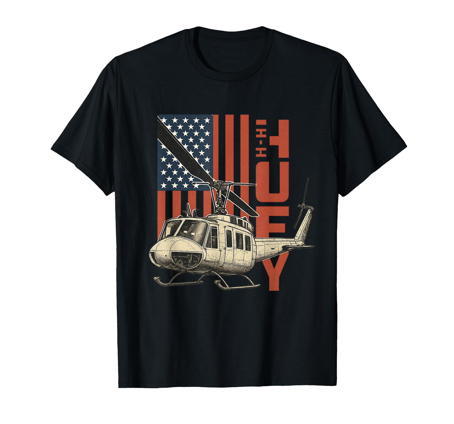 UH-1 Huey Military Helicopter Aviation American Flag Gift T-Shirt