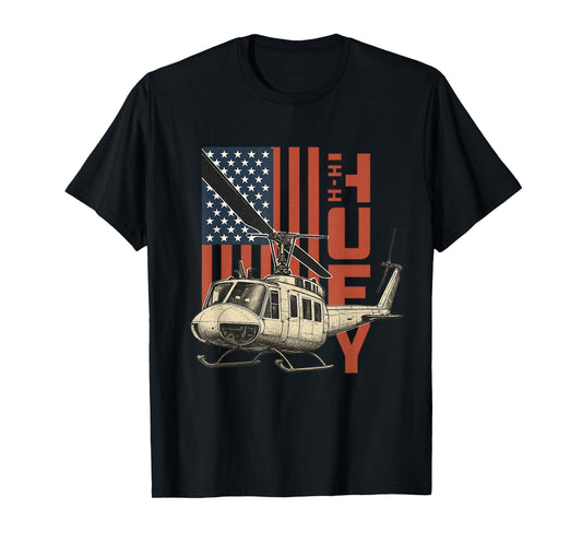 UH-1 Huey Military Helicopter Aviation American Flag Gift T-Shirt