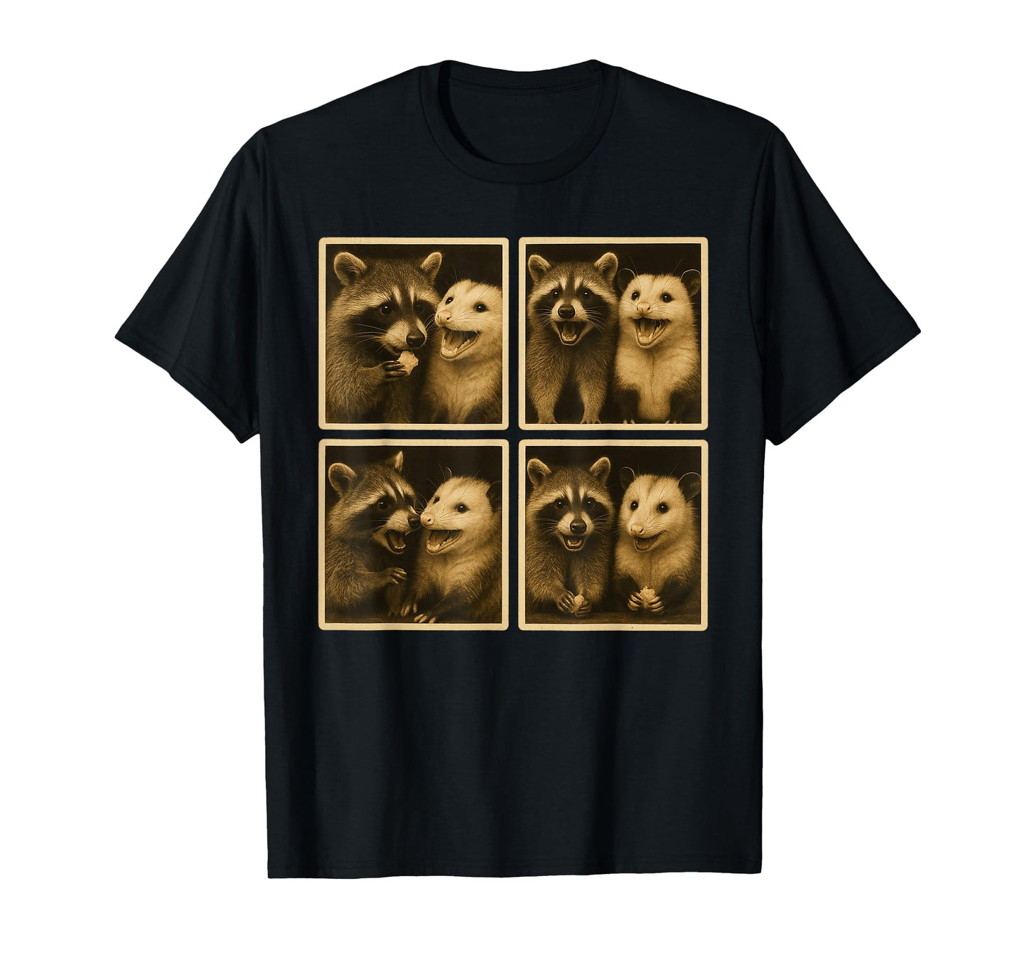 Funny Possum and Raccoon Photobooth Selfie Trash Feral Women T-Shirt