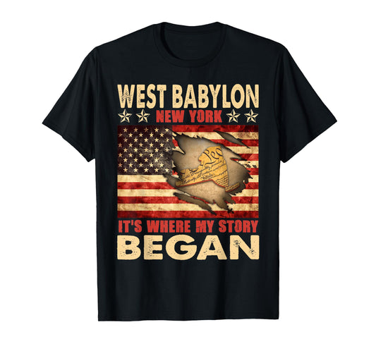 West Babylon New York USA Flag 4th Of July T-Shirt