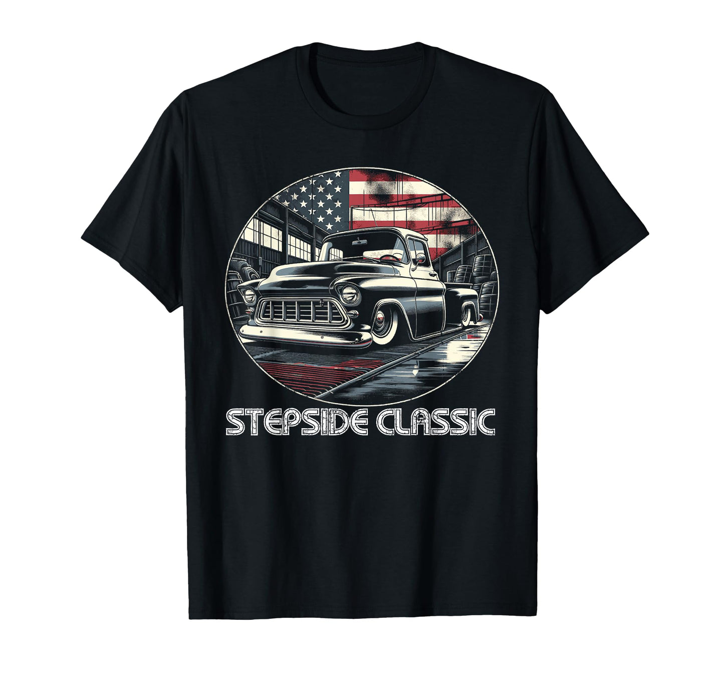 1950's 3100 Classic Truck American Flag Stepside C10 truck T-Shirt for Women Kids Men
