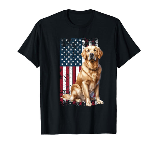Golden Retriever Dog Owner USA Flag T-Shirt