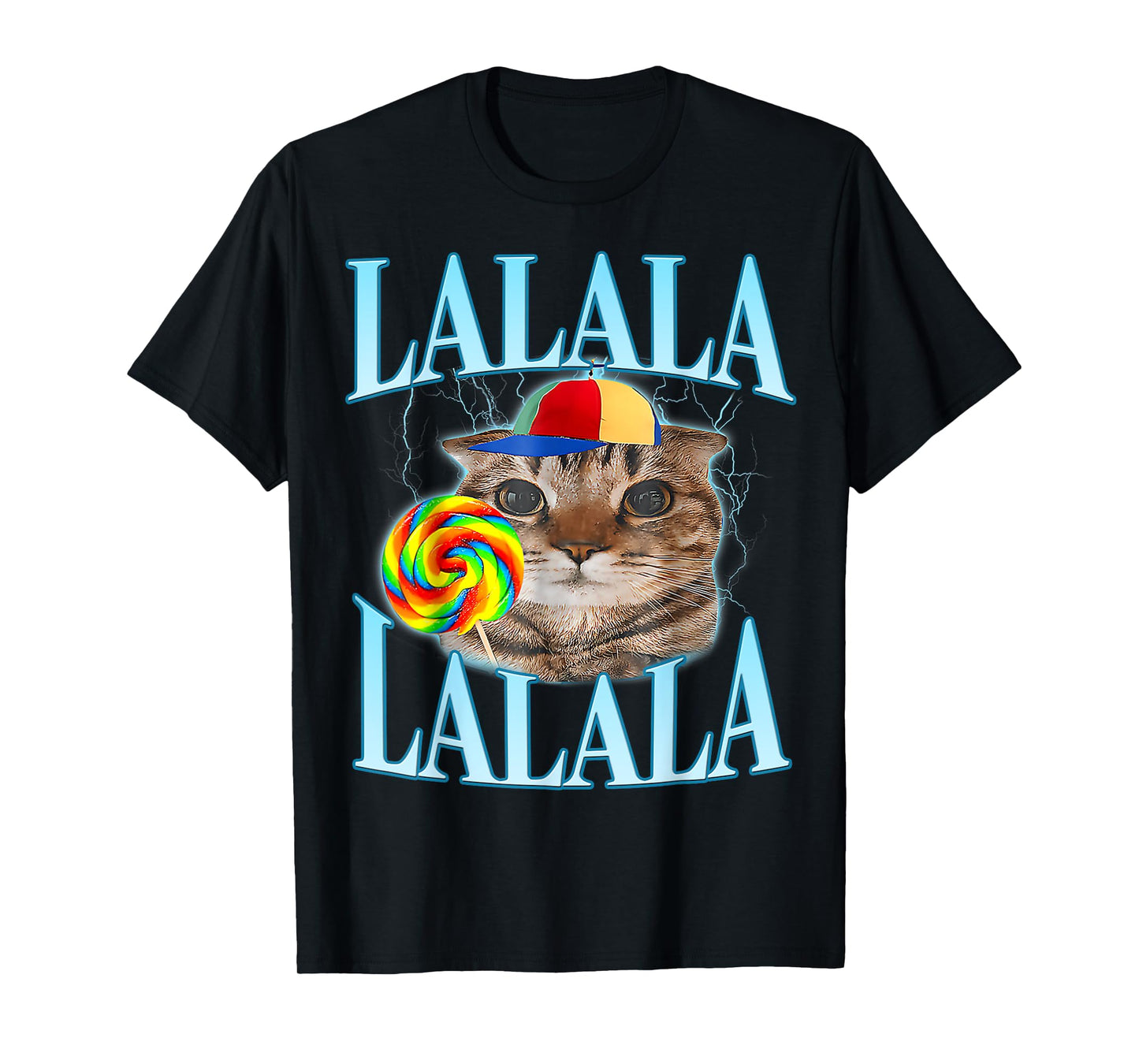 Lalalalalala Meme Silly Cat Meme With Lollipop Funny Memes Men Women Kids T-Shirt