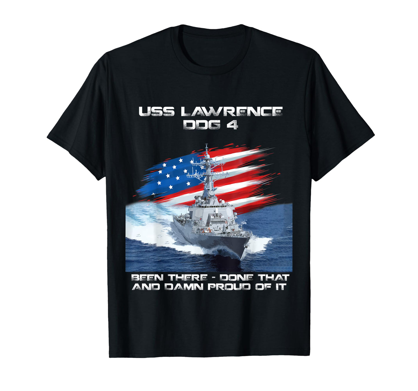 USS Lawrence DDG-4 Destroyer Ship USA Flag Veteran Xmas T-Shirt for Women Men
